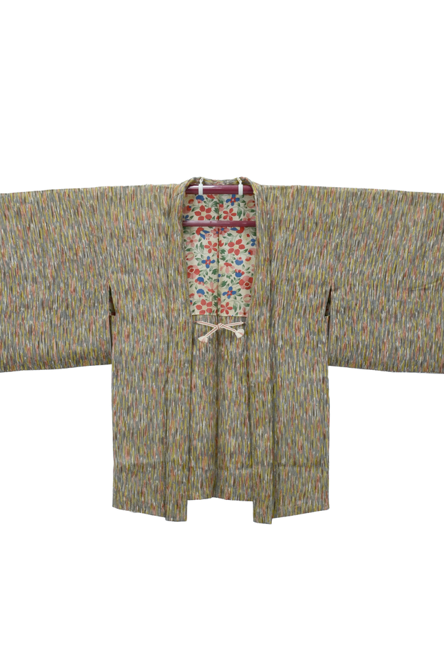 Vintage Haori mit abstraktem Muster in Grau