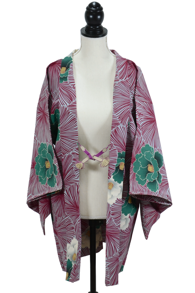 Antiker Haori mit grafischem Blumenmuster | 1930er–1940er