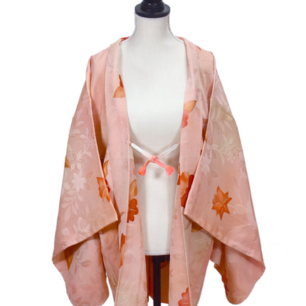 Haori - Orangepink mit Blumen