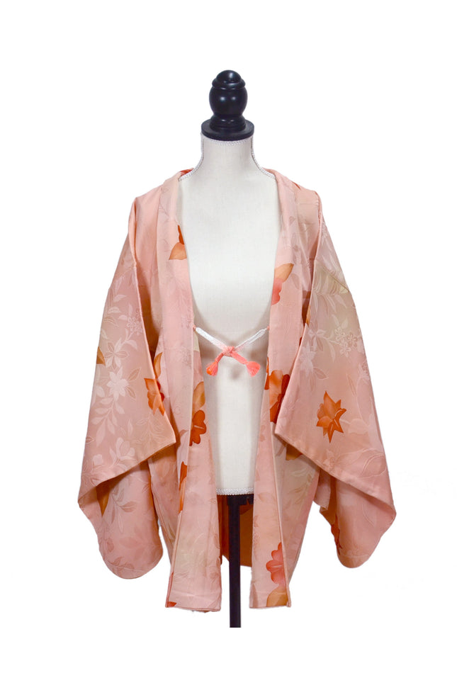 Vintage Haori - Orange-pink with flowers