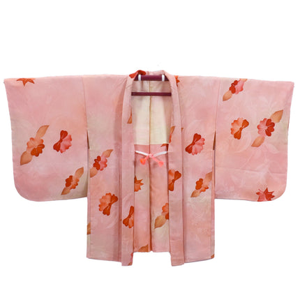 Haori - Orangepink mit Blumen