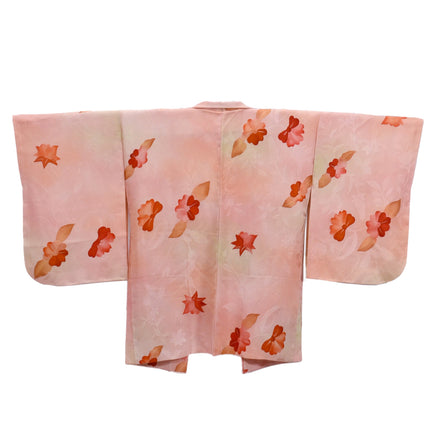 Haori - Orangepink mit Blumen