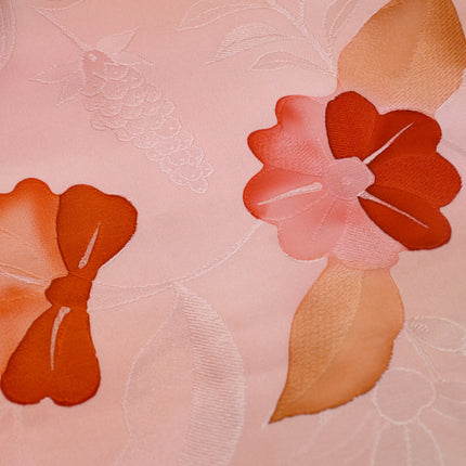 Haori - Orangepink mit Blumen