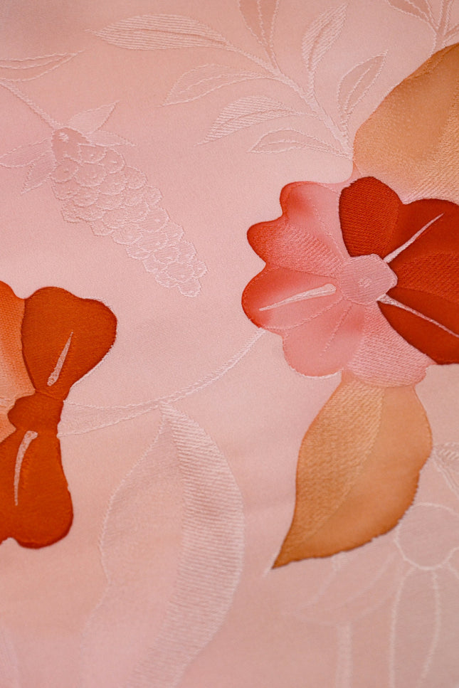 Haori - Orangepink mit Blumen