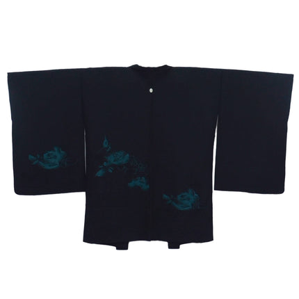 Haori - Black with Green Flowers