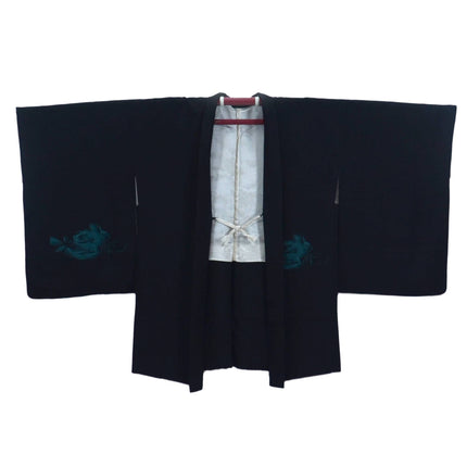 Haori - Black with Green Flowers