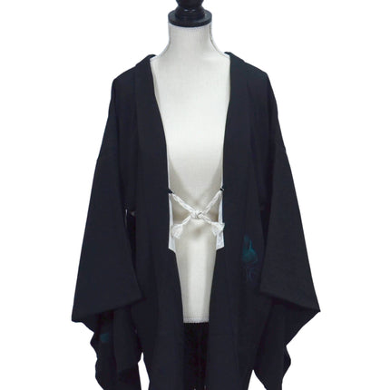 Haori - Black with Green Flowers