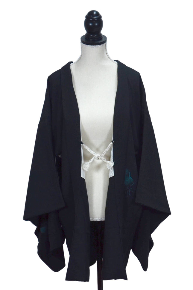 Haori - Black with Green Flowers