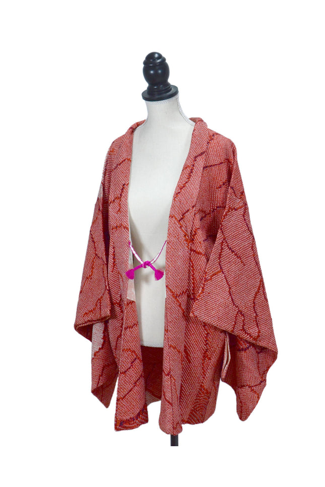 Vintage Haori with Shibori pattern - Orange