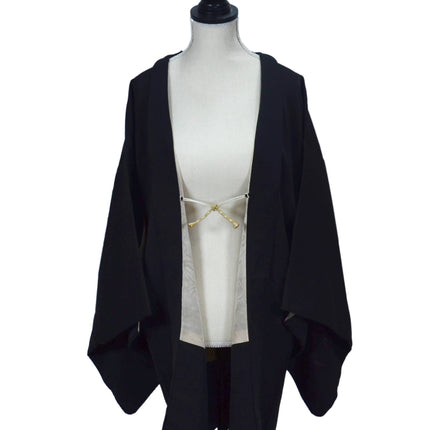 Haori - Black with shimmering floral embroidery