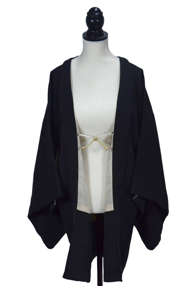 Haori - Black with shimmering floral embroidery