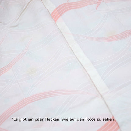 Haori with Shibori pattern - Pink orange with traditional Japanese houses and flowers