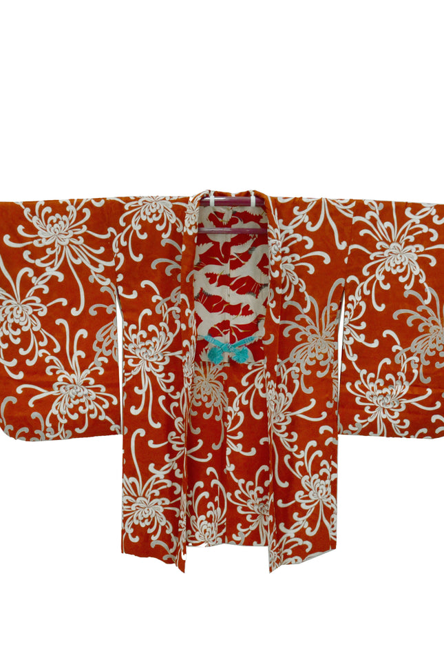 Ancient Nagabaori - Orange with magnificent chrysanthemums ( ca. 1920-1930 )