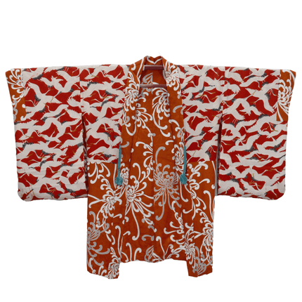 Antiker Nagabaori - Orange mit prachtvollen Chrysanthemen ( ca. 1920-1930 )
