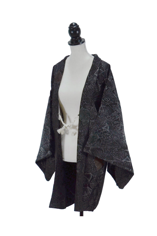 Vintage Haori - Black with silver threads