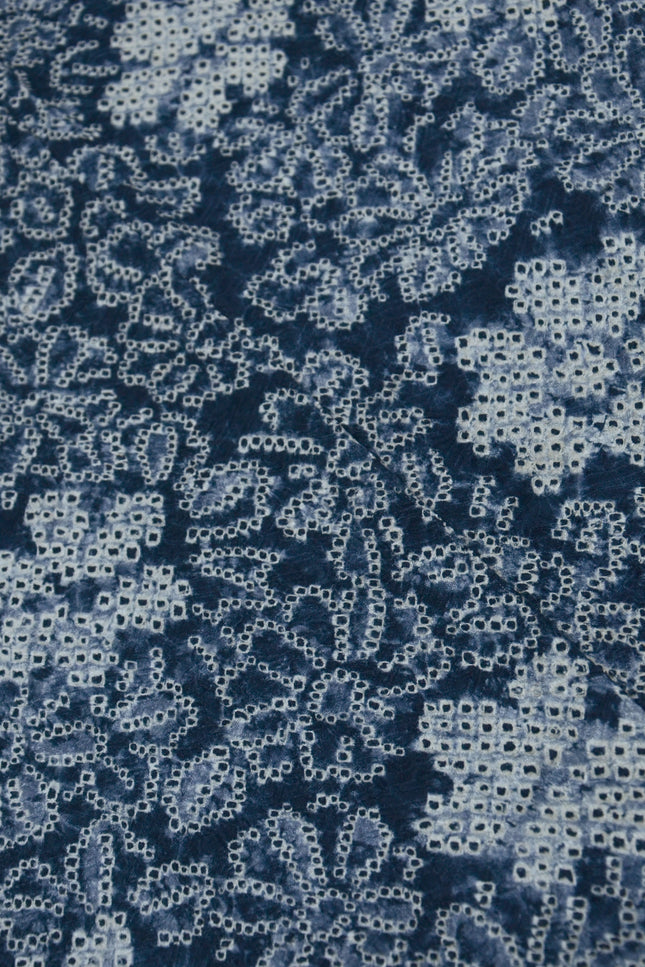 Haori mit Shibori Muster - Tiefblau mit dem Blumen