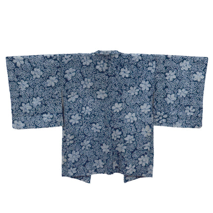 Haori mit Shibori Muster - Tiefblau mit dem Blumen