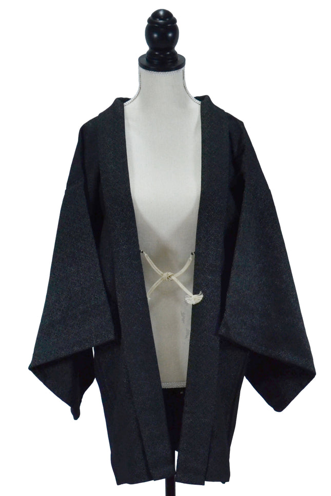 Antiker Haori - Schwarz mit Silberfäden