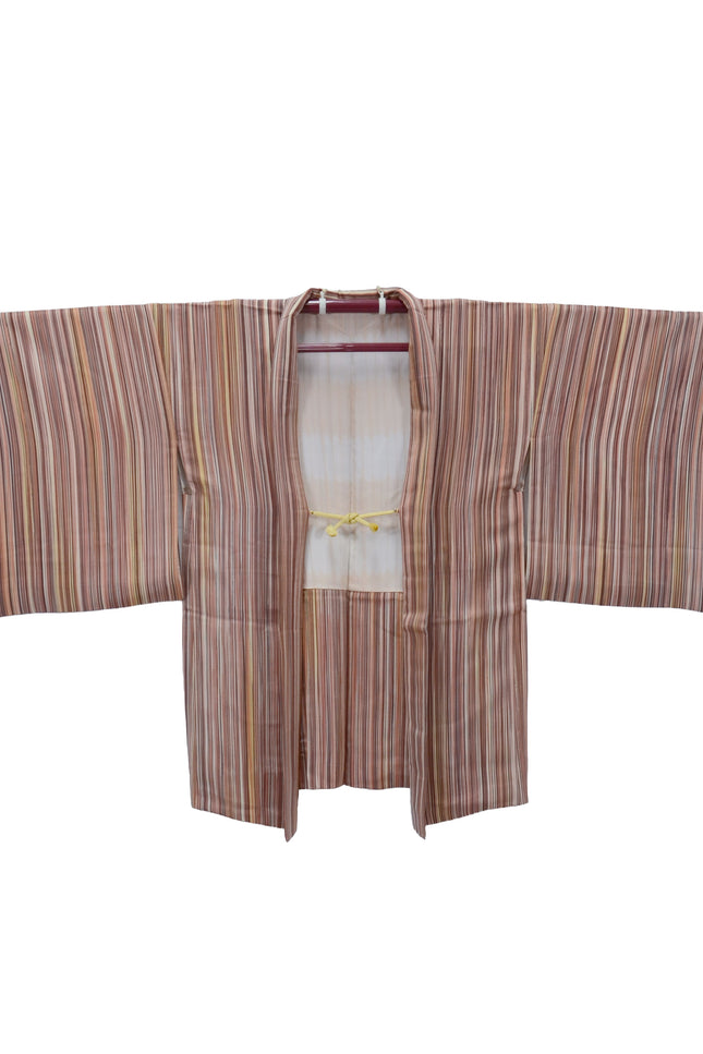 Vintage Haori with a fine, multicolored striped pattern