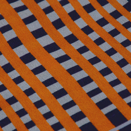 Antiker Haori mit schwarzem und orangefarbenem Karomuster