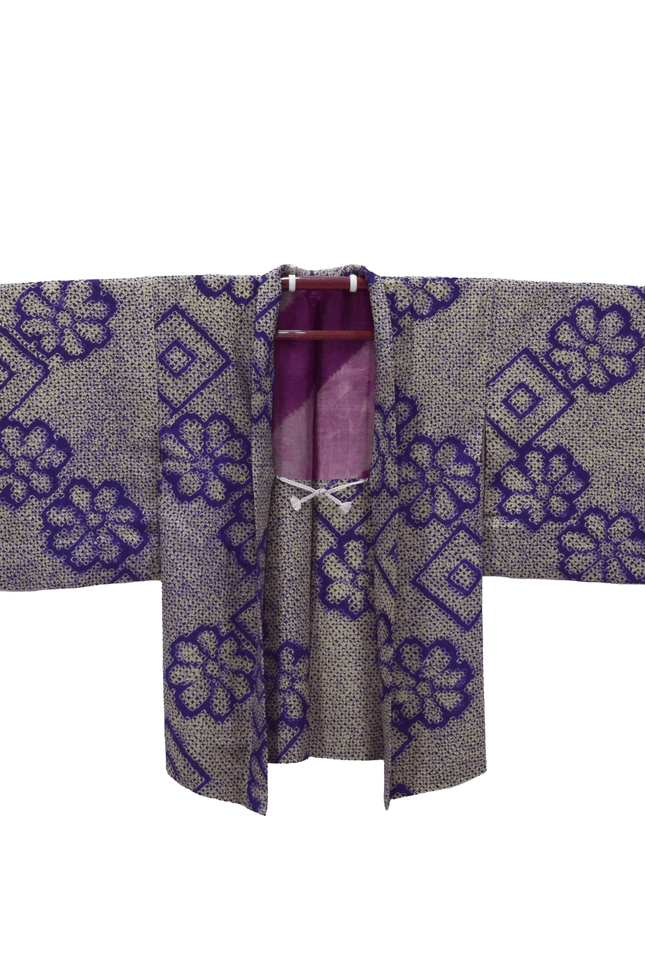 Antique Japanese haori with shibori geometric pattern, Taishō to early Shōwa period (c. 1920–1935)