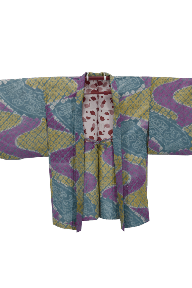 Antique haori with an unusual color scheme (turquoise/purple/yellow) – 1920s/30s
