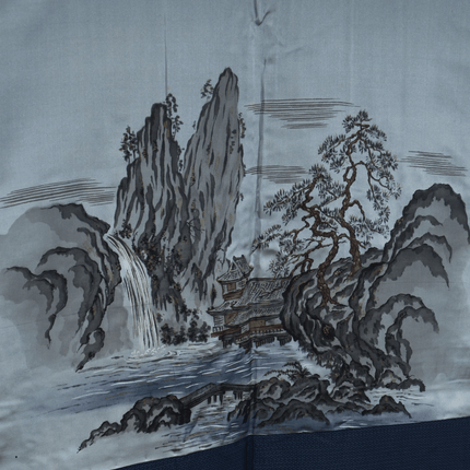 Vintage Haori mit handgemaltem Landschaftsfutter
