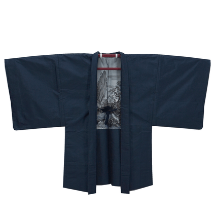 Vintage Haori mit handgemaltem Landschaftsfutter