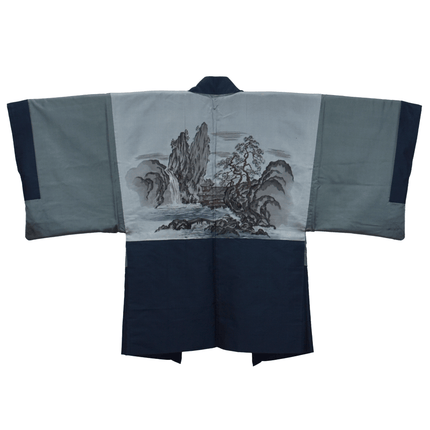 Vintage Haori mit handgemaltem Landschaftsfutter