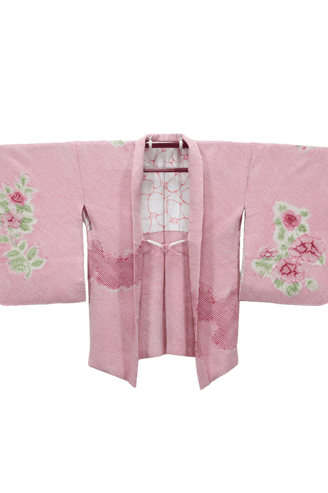 Vintage Haori with a floral Shibori pattern in delicate pink
