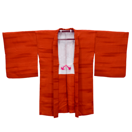 Vintage Haori mit kräftigem Rot und abstraktem Wolkenmotiv