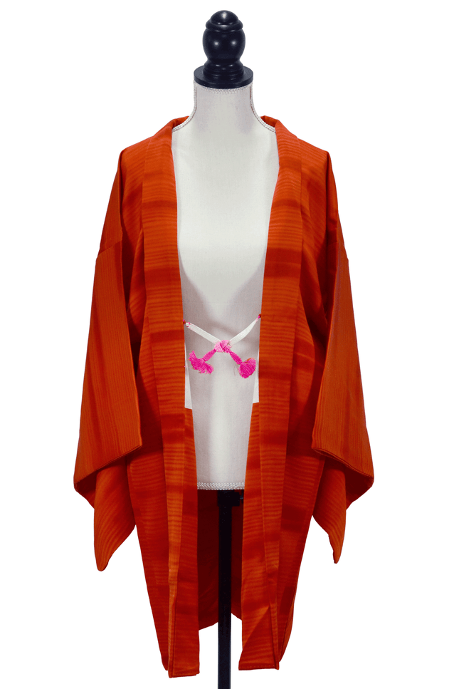 Vintage Haori with vibrant red and abstract cloud motif