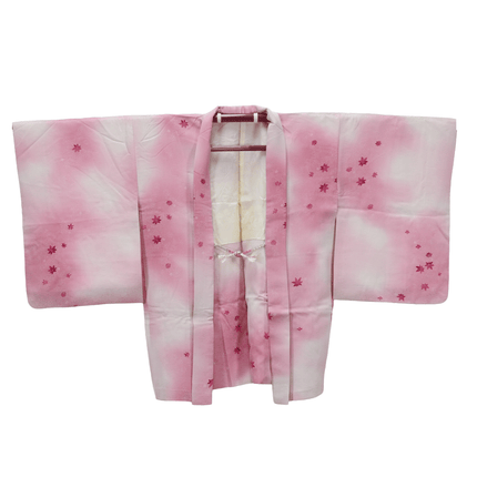 Vintage Haori mit Ahornblättern in zartem Pastellrosa