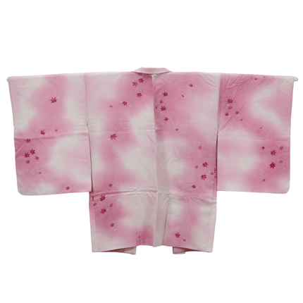 Vintage Haori mit Ahornblättern in zartem Pastellrosa