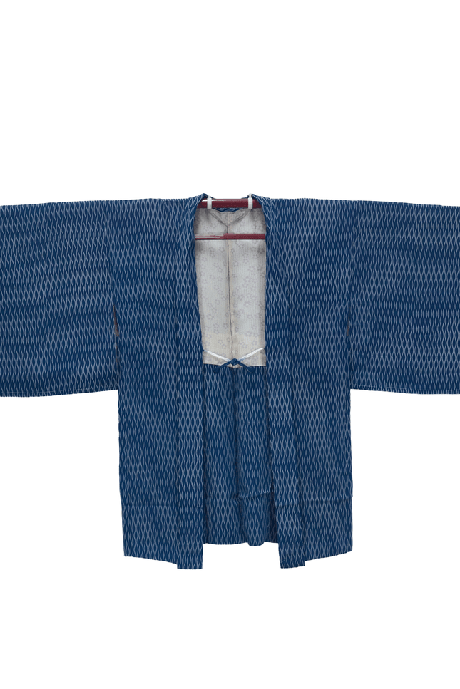 Vintage Haori with a wavy line pattern in deep blue