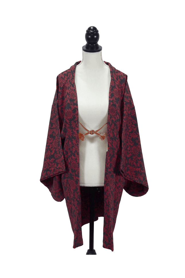Antique Silk Haori with Dot and Floral Pattern (1920s–1930s)