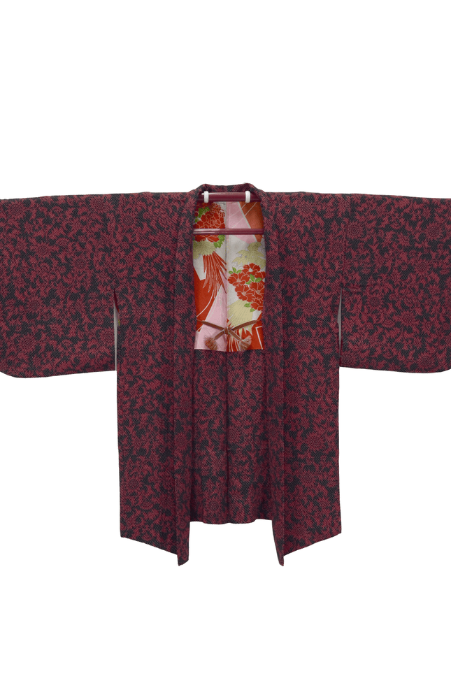 Antique Silk Haori with Dot and Floral Pattern (1920s–1930s)