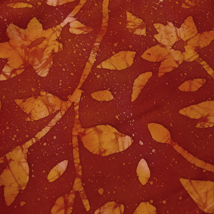 Vintage Haori mit abstraktem Blumen- und Blattmuster in Orangetönen