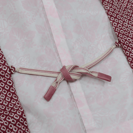 Vintage Haori mit Shibori-Muster und Ahornmotiv in Rotbraun