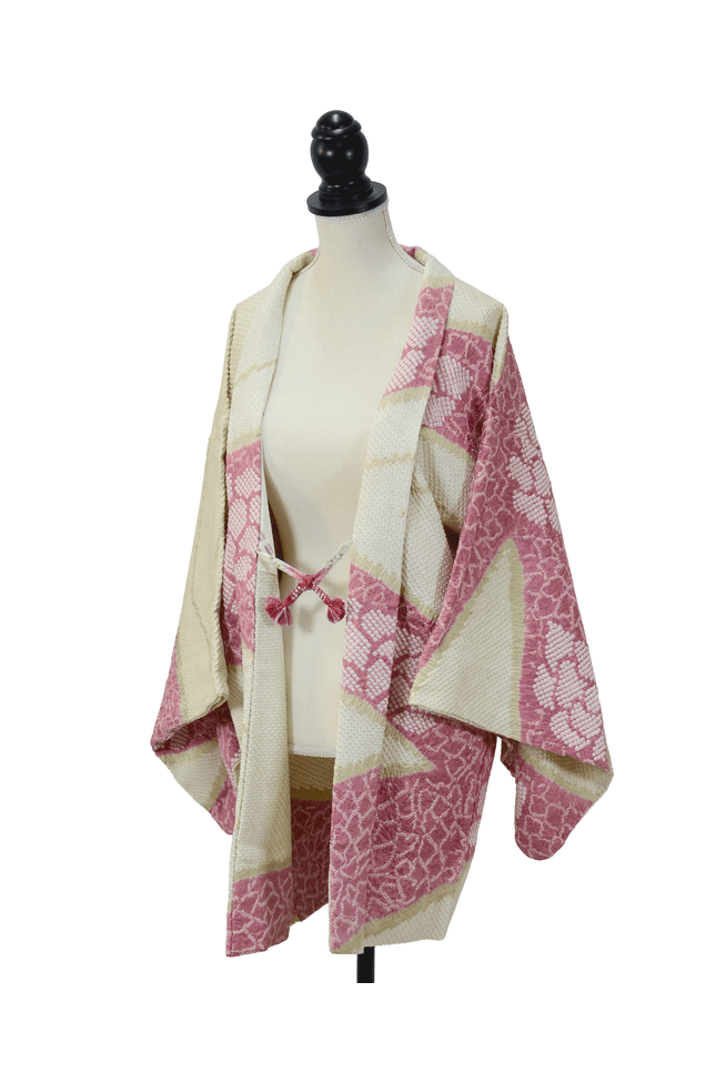 Vintage Haori with Shibori pattern and diamond-shaped flowers