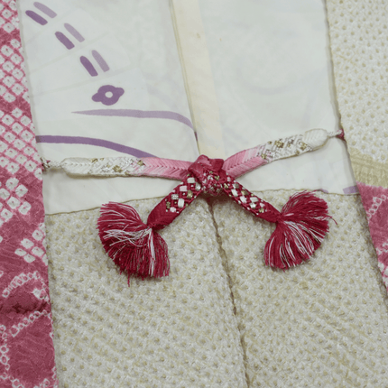 Vintage Haori mit Shibori-Muster und Blüten in Rautenform