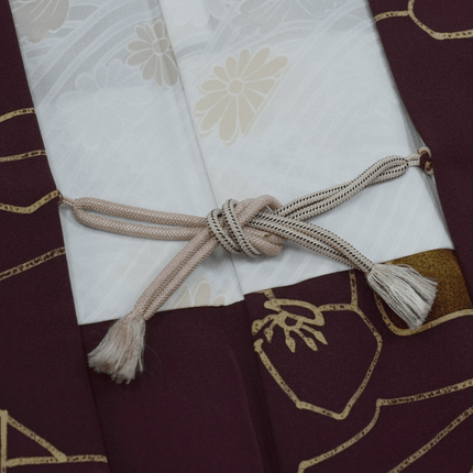 Vintage Haori mit stilisiertem Blumenmuster in Bordeauxrot