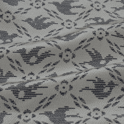 Vintage Haori mit geometrischem Muster und Vogelmotiven in Grau