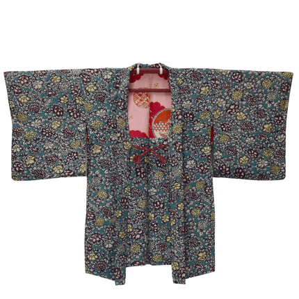Vintage Haori mit floralem Allover-Muster in Retro-Farben