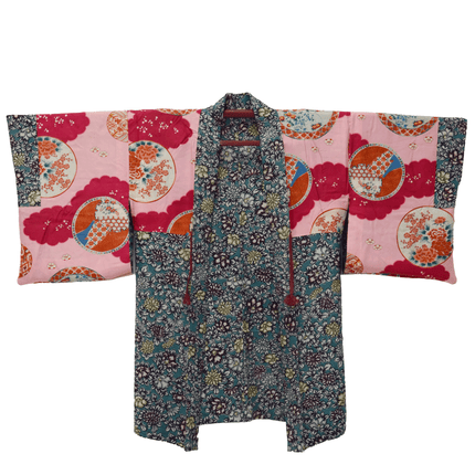 Vintage Haori mit floralem Allover-Muster in Retro-Farben