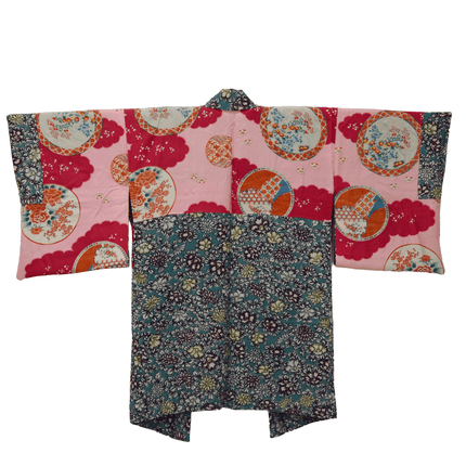 Vintage Haori mit floralem Allover-Muster in Retro-Farben
