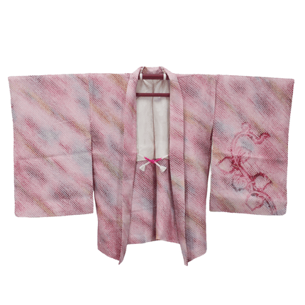 Antiker Haori mit Shibori-Muster in leuchtendem Pink ( ca 1930 - 1940 )