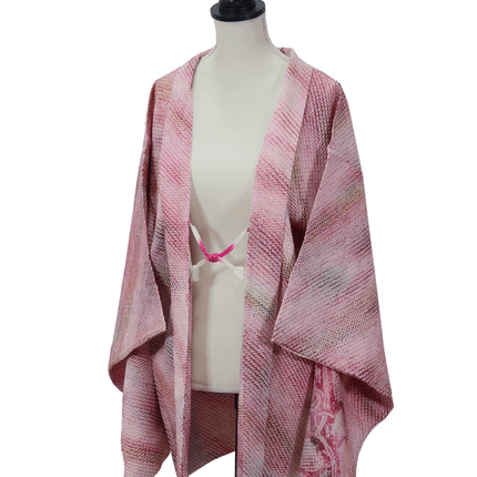 Antiker Haori mit Shibori-Muster in leuchtendem Pink ( ca 1930 - 1940 )