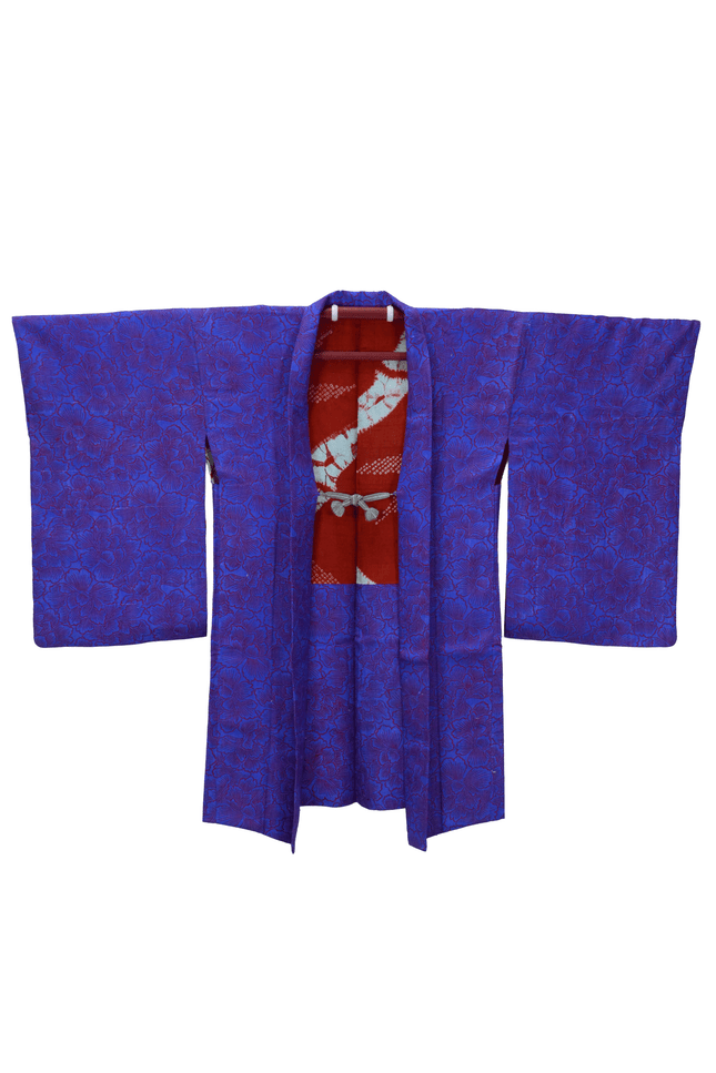 Antique Japanese Haori with Art Deco Floral Jacquard