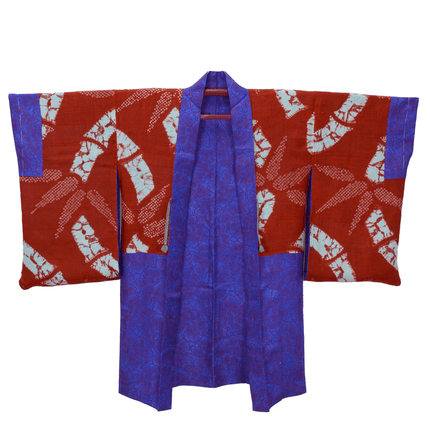 Antikes japanisches Haori mit Art-Déco-Blumenjacquard